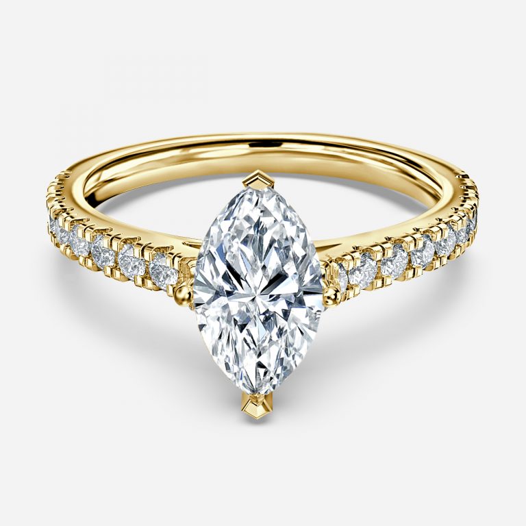 Halcyon Marquise Diamond Band Moissanite Engagement Ring