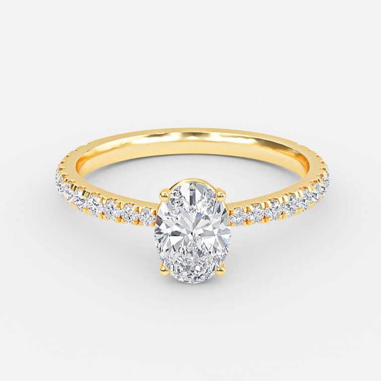 Eira Oval Diamond Band Moissanite Engagement Ring