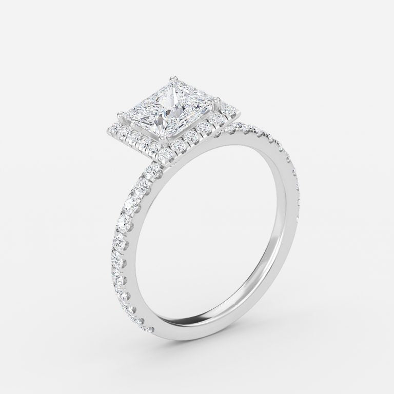 Lucia Princess Halo Moissanite Engagement Ring