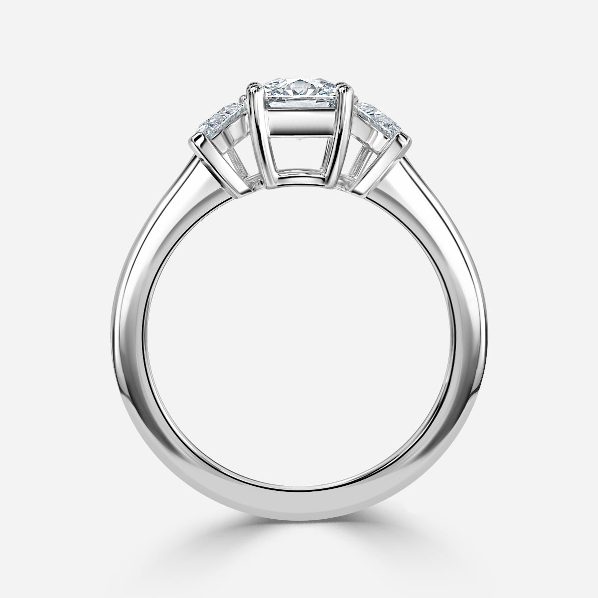 Jael Cushion Three Stone Moissanite Engagement Ring