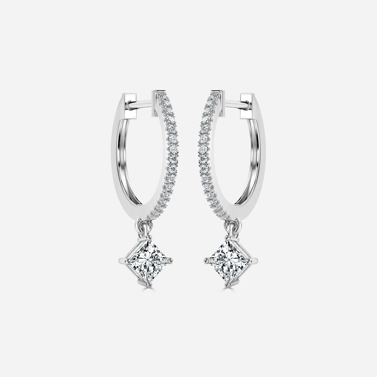 Sia Princess Moissanite Hoop Earrings