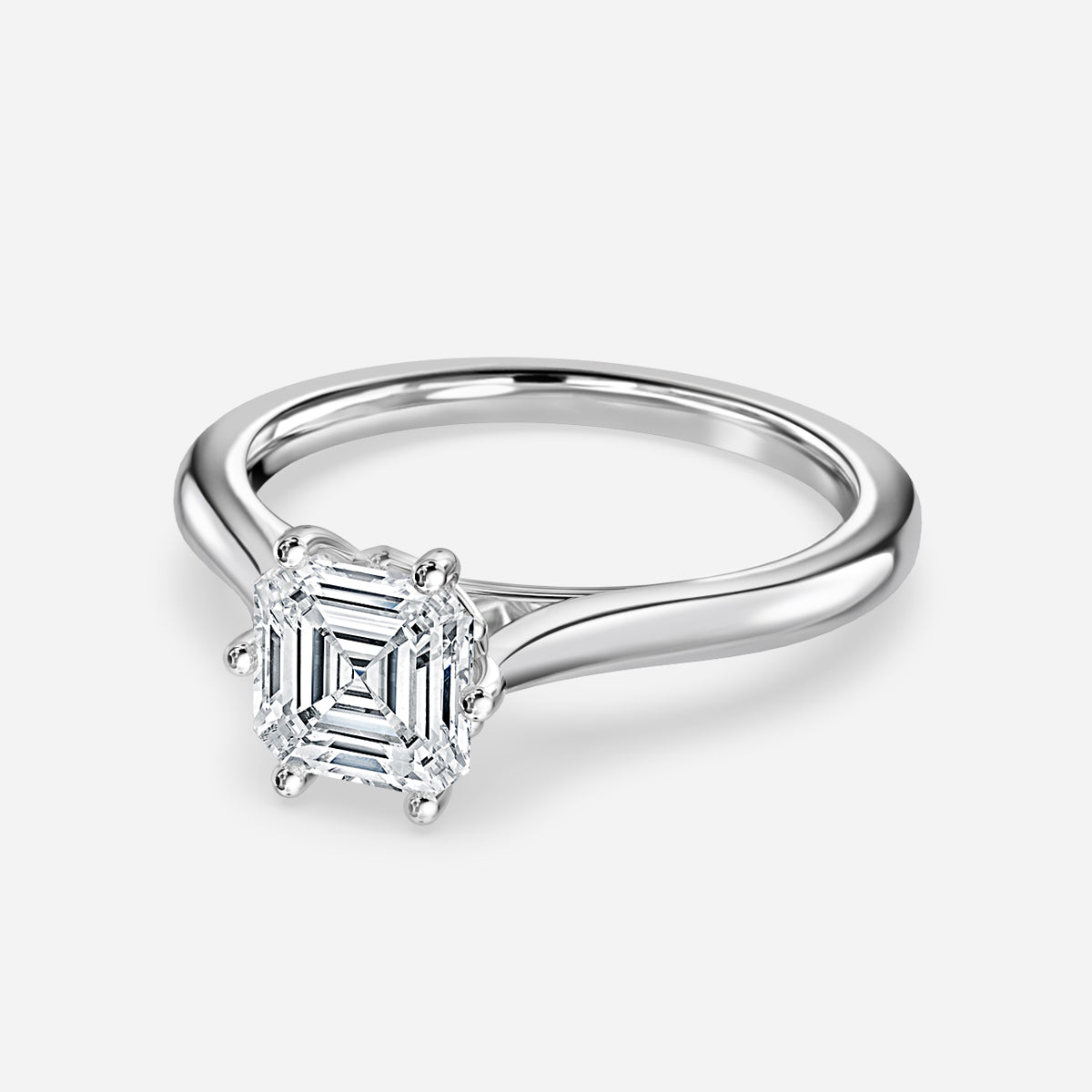 Thea Asscher Solitaire Moissanite Engagement Ring