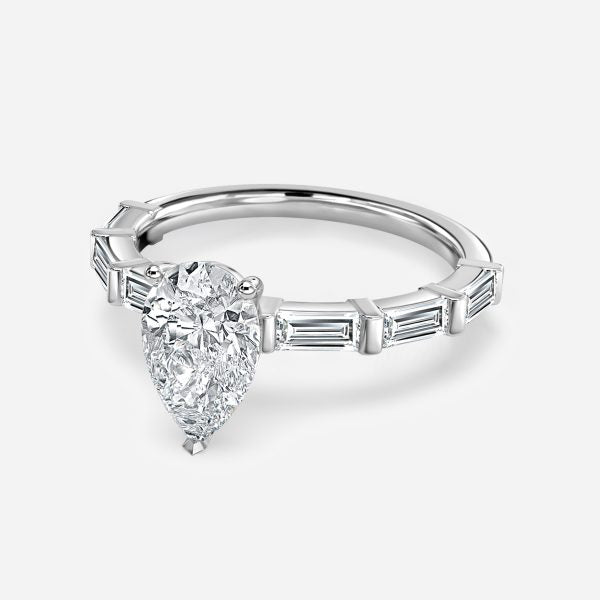 Lark Pear Diamond Band Moissanite Engagement Ring