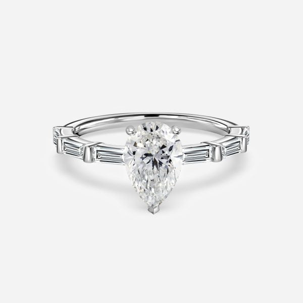 Lark Pear Diamond Band Moissanite Engagement Ring