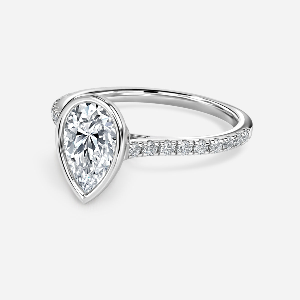 Arabella Pear Diamond Band Moissanite Engagement Ring