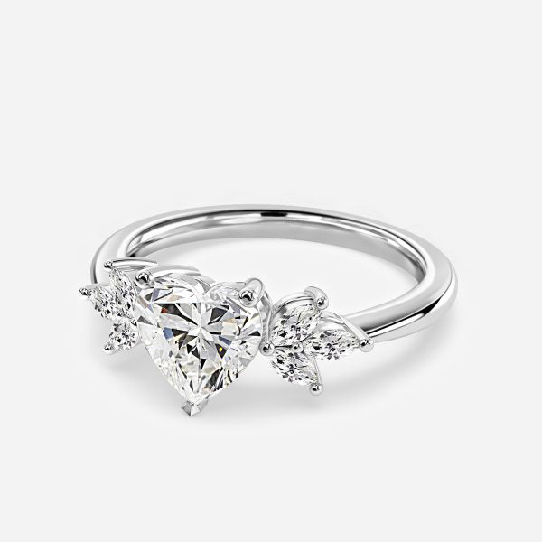 Anong Heart Three Stone Moissanite Engagement Ring