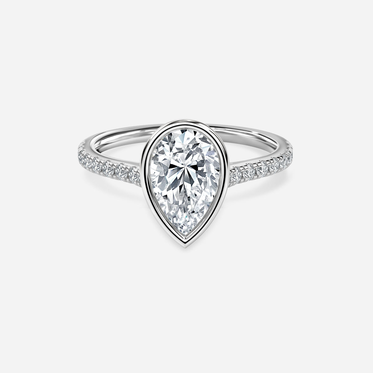 Arabella Pear Diamond Band Moissanite Engagement Ring