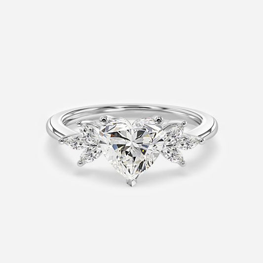 Anong Heart Three Stone Moissanite Engagement Ring