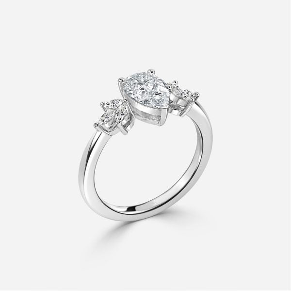 Anong Pear Three Stone Moissanite Engagement Ring