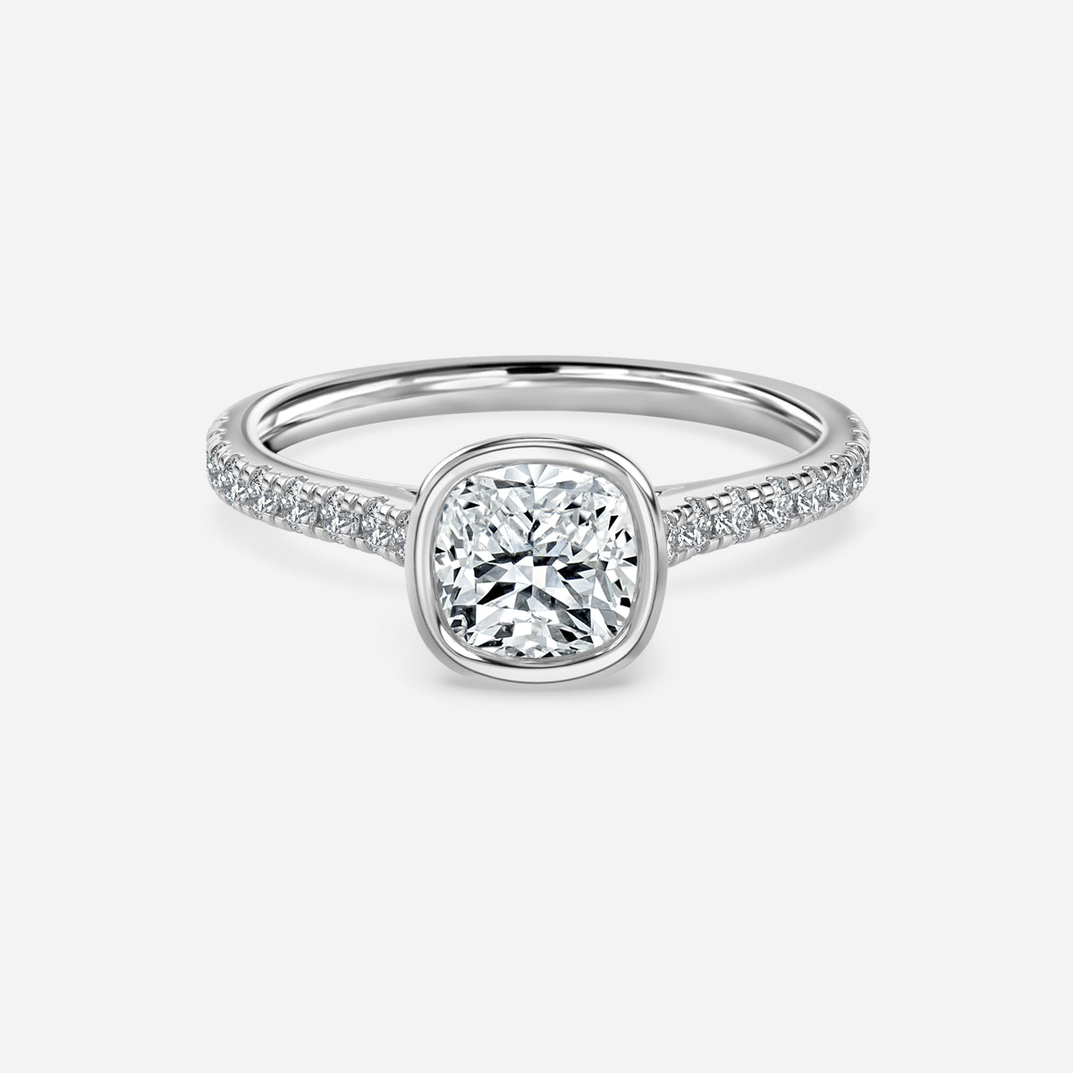 Arabella Cushion Bezel Moissanite Engagement Ring