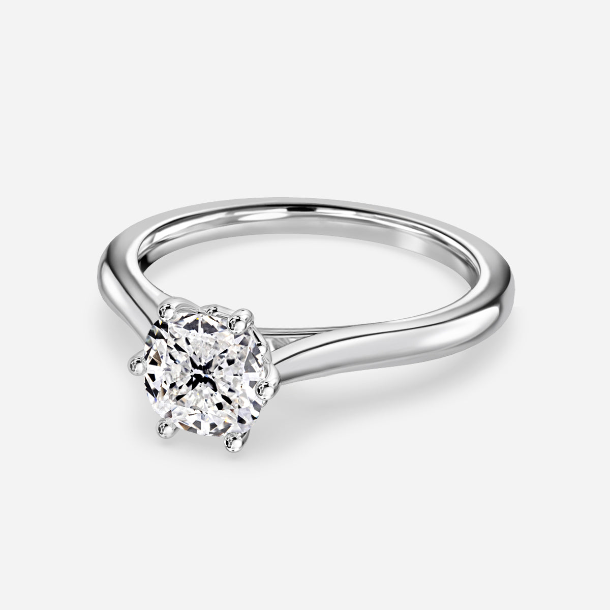 Thea Cushion Solitaire Moissanite Engagement Ring