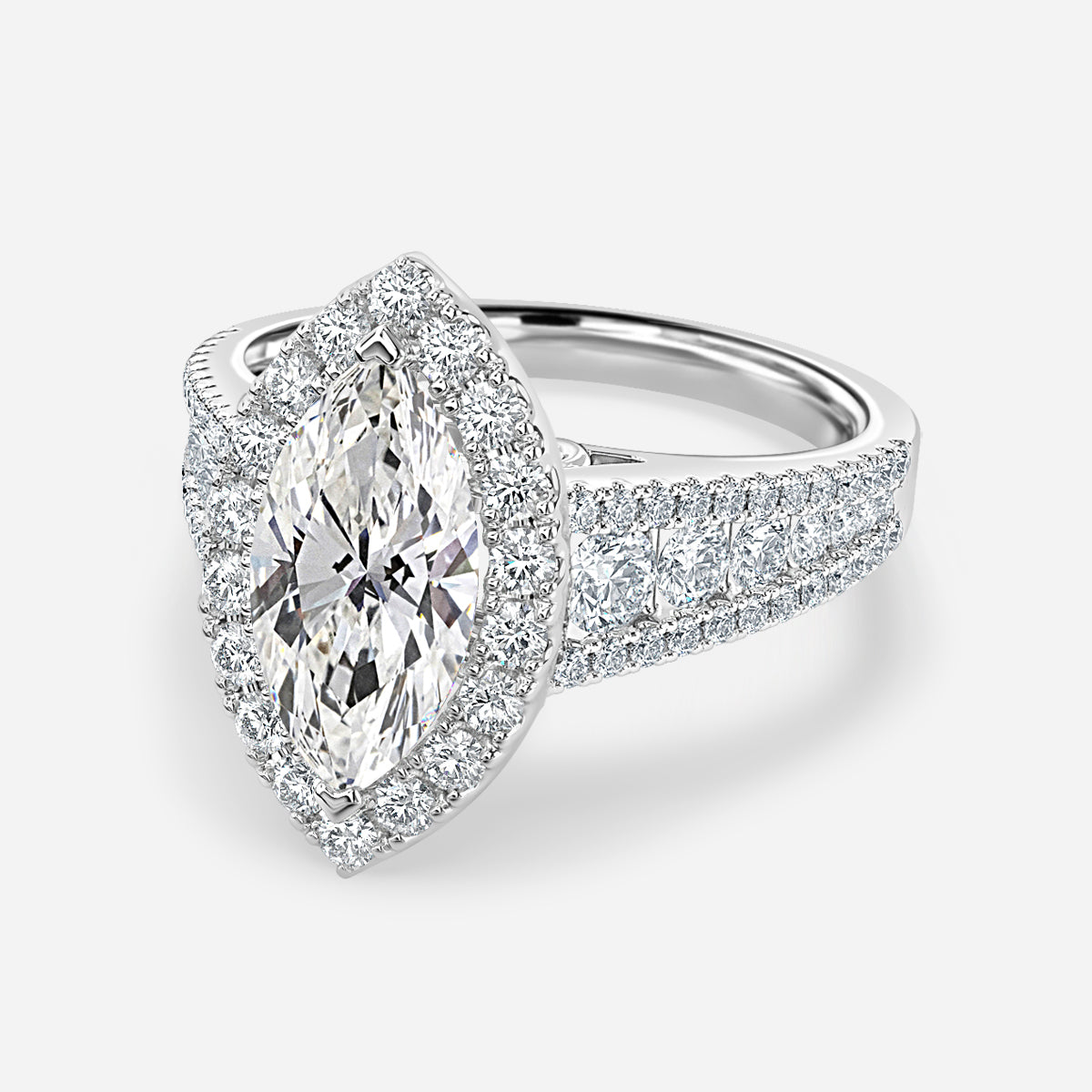 Ember Marquise Diamond Halo Moissanite Engagement Ring