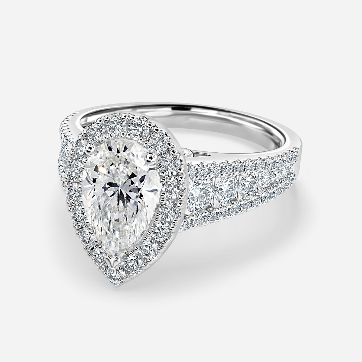 Ember Pear Halo Moissanite Engagement Ring