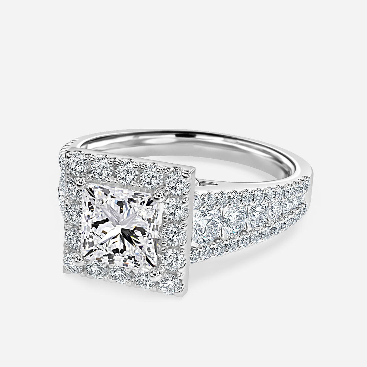 Ember Princess Halo Moissanite Engagement Ring