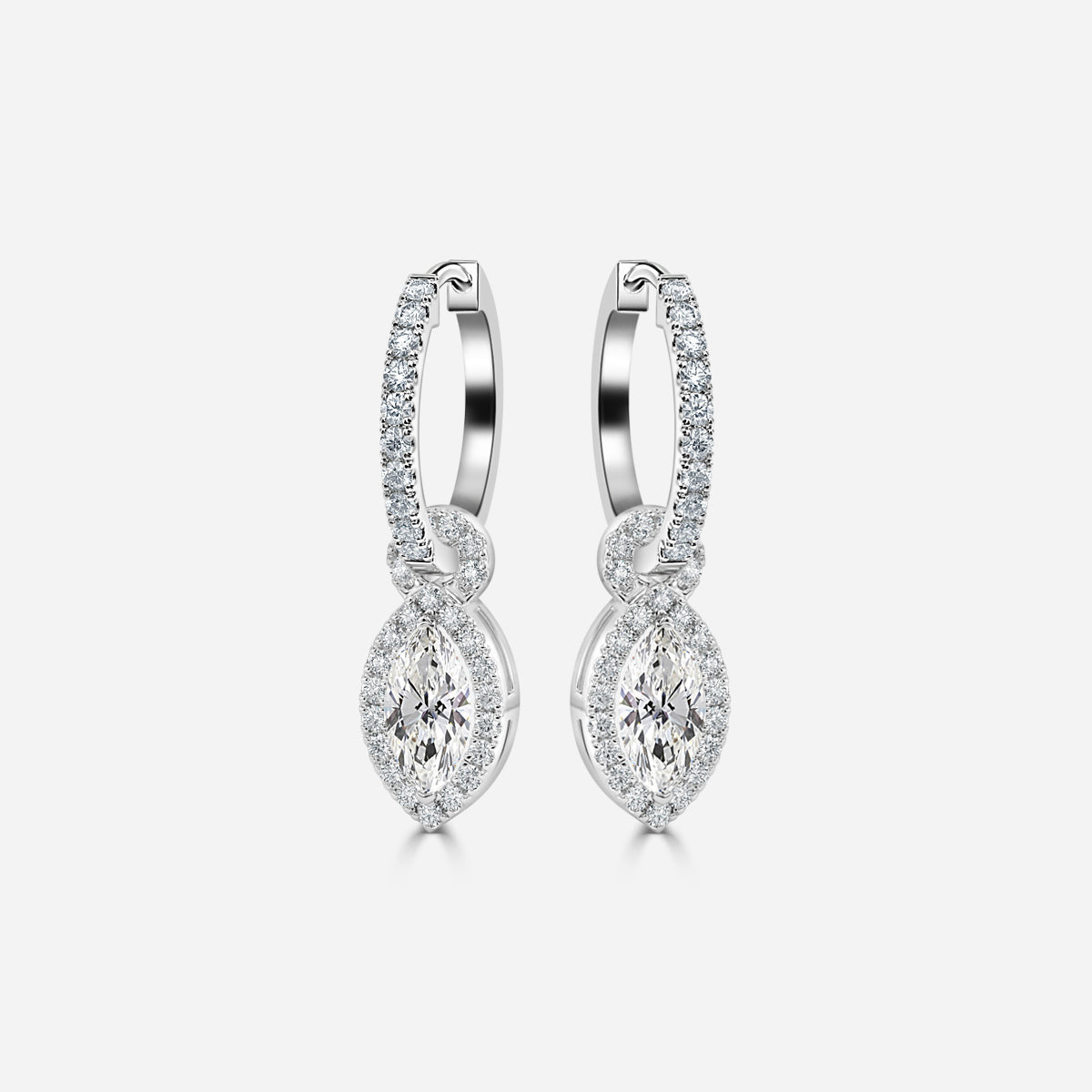 Marquise Moissanite Halo and Drops Earring