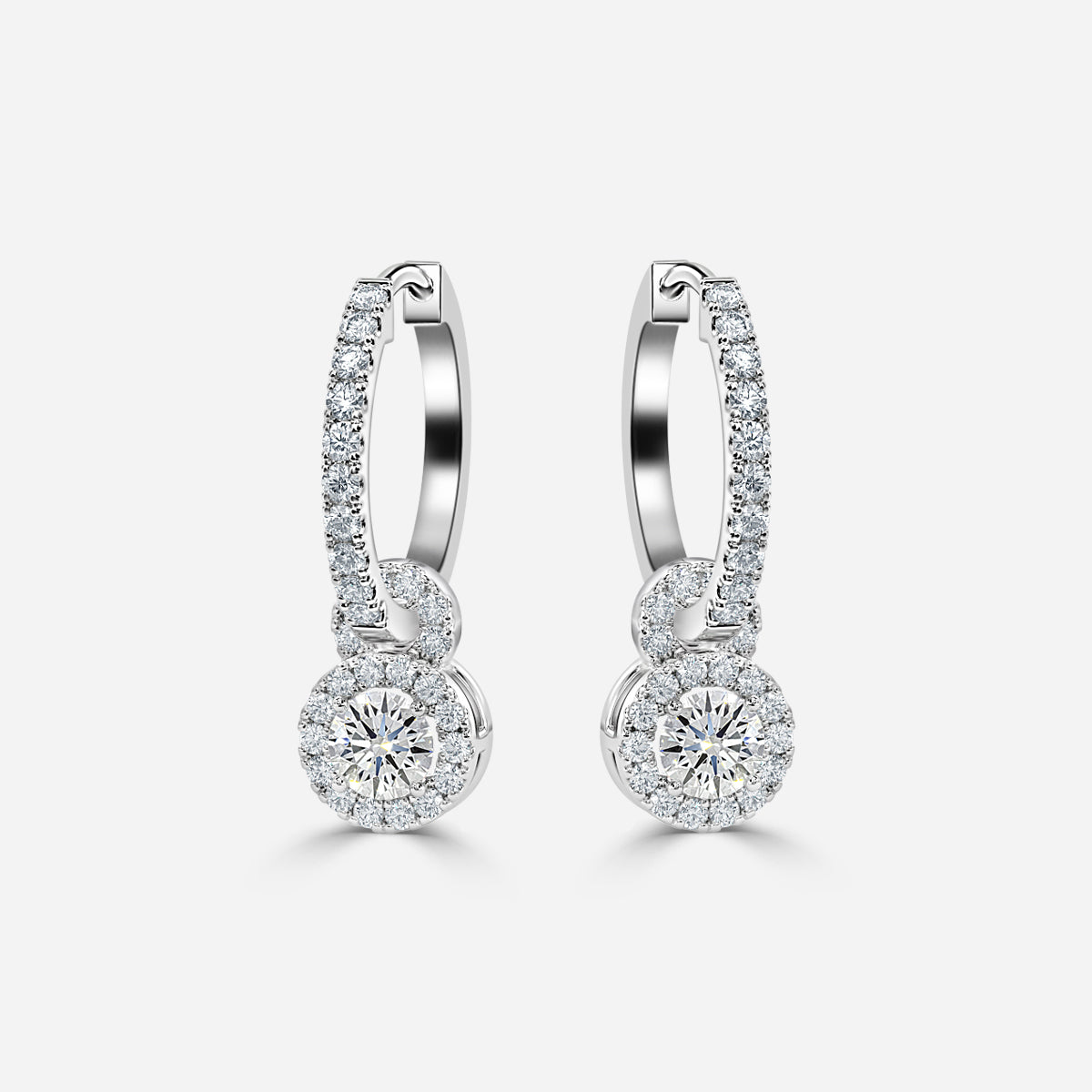 Round Moissanite Halo and Drops Earring