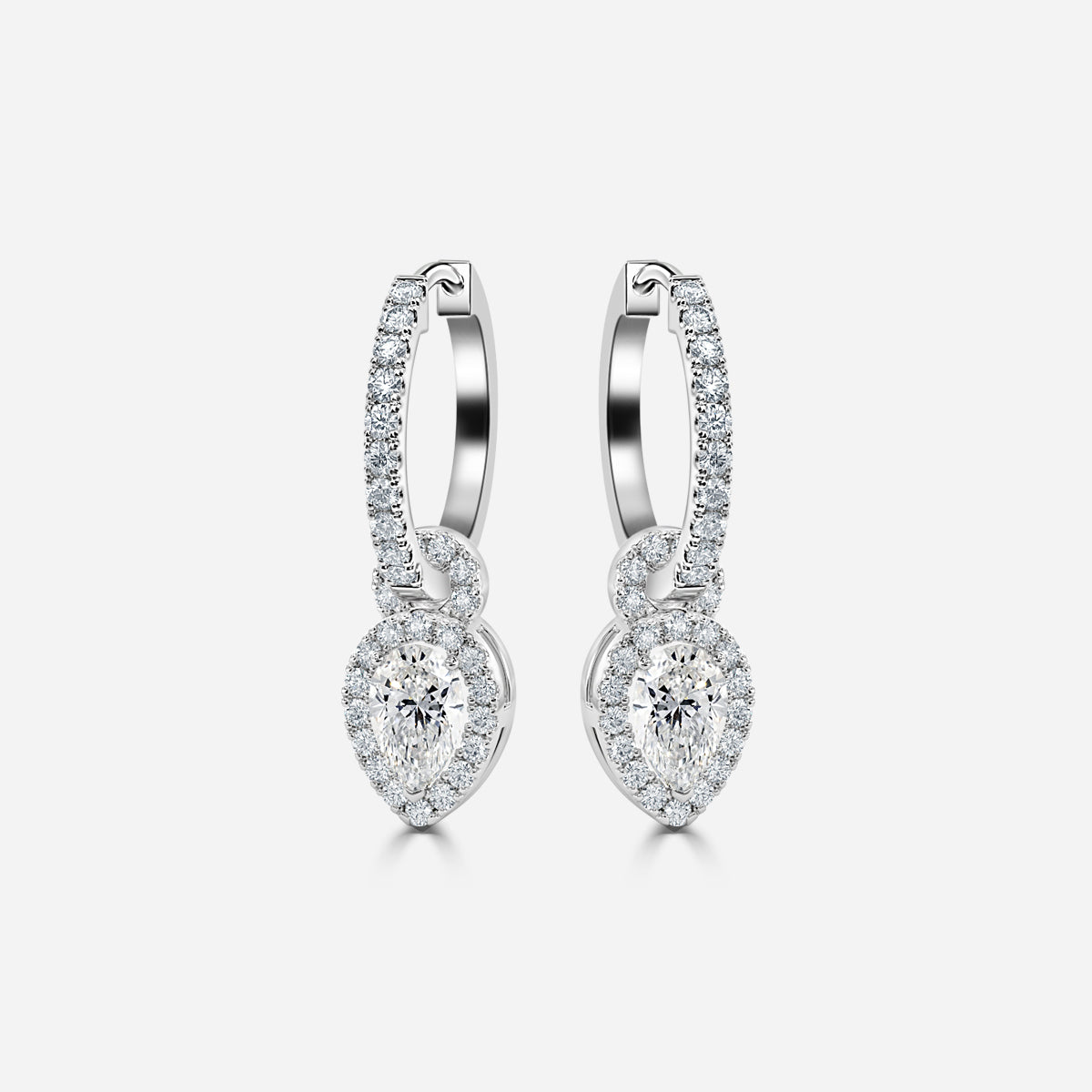 Pear Moissanite Halo and Drops Earring