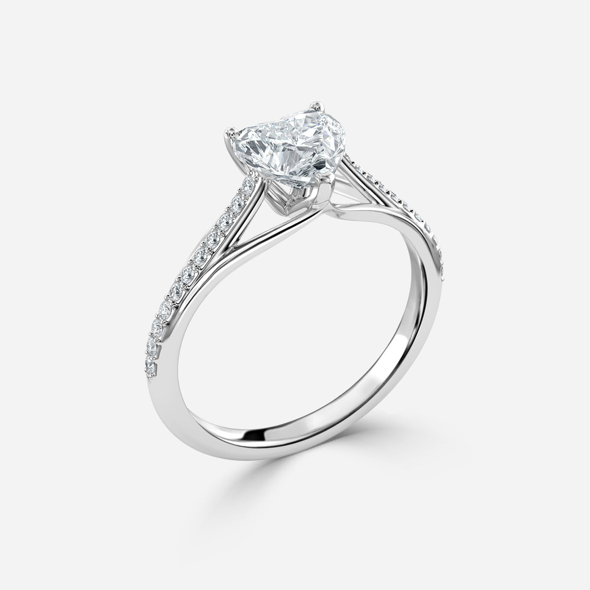 Jessamine Heart Diamond Band Moissanite Engagement Ring