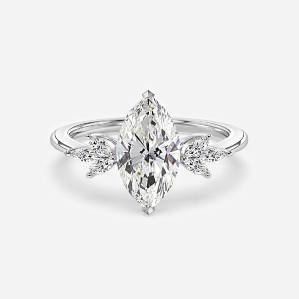 Anong Marquise Three Stone Moissanite Engagement Ring