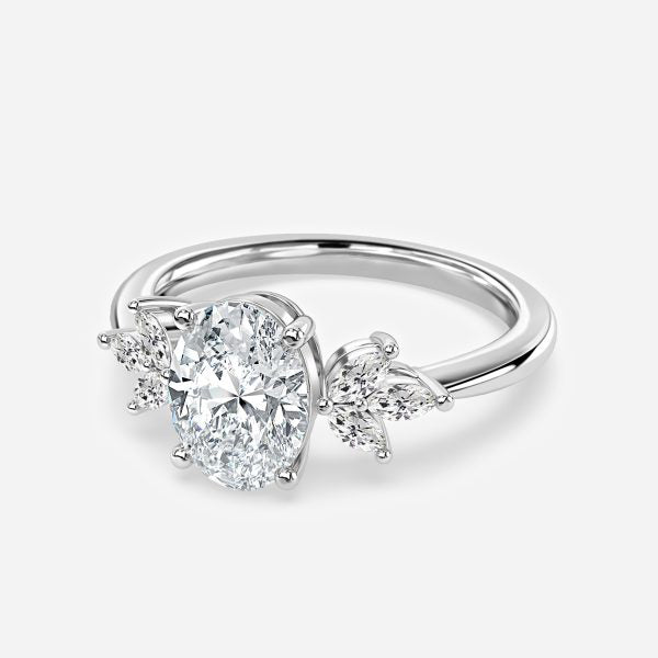 Anong Oval Three Stone Moissanite Engagement Ring