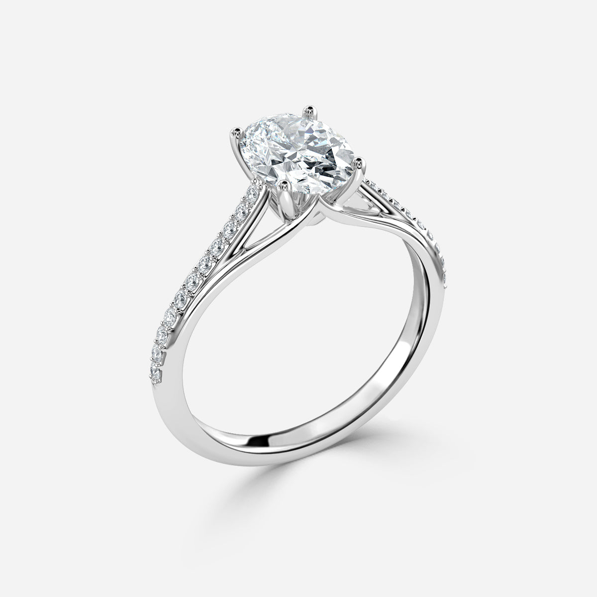 Jessamine Oval Diamond Band Moissanite Engagement Ring