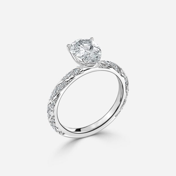 Wan Pear Unique Moissanite Engagement Ring