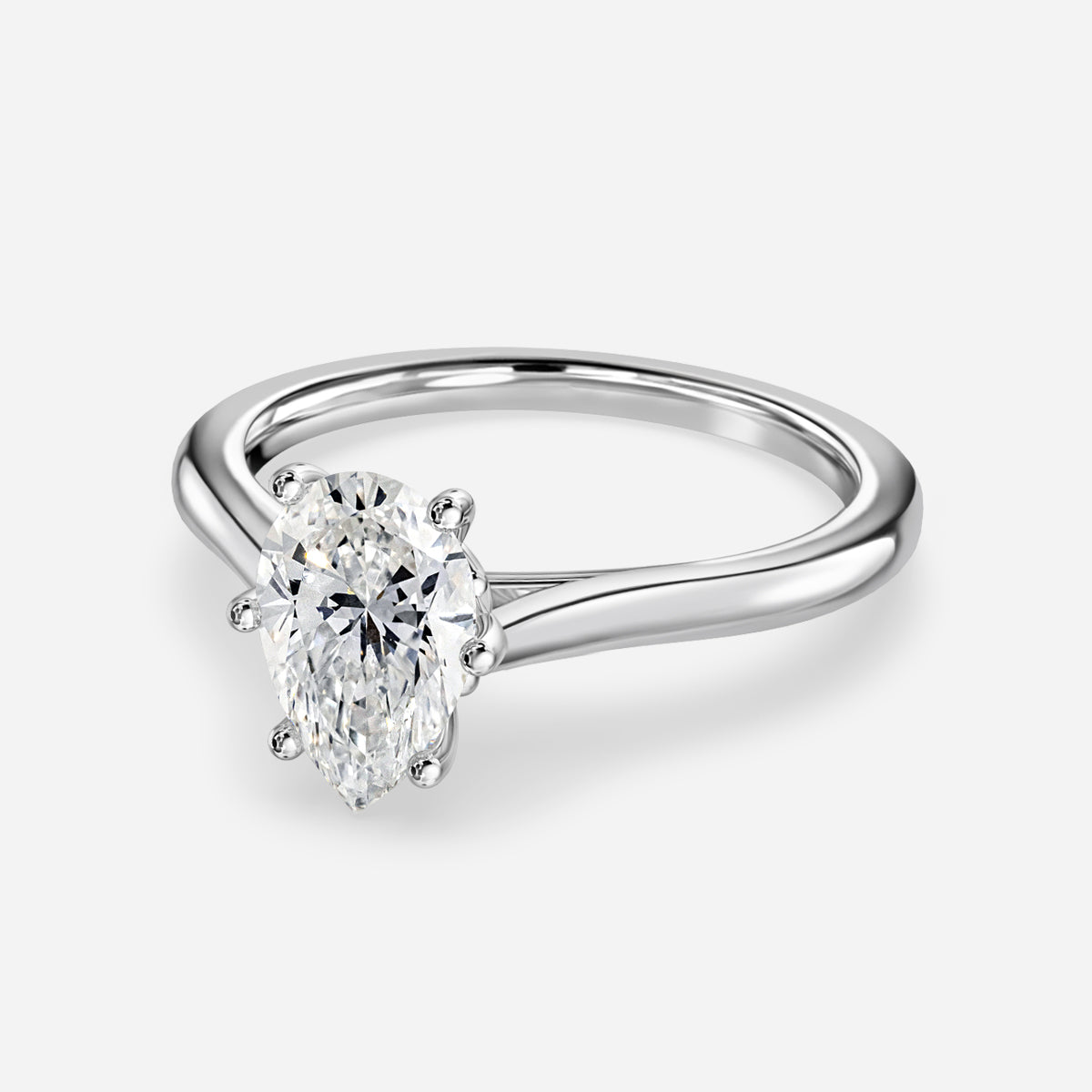 Thea Plain Pear Solitaire Moissanite Engagement Ring