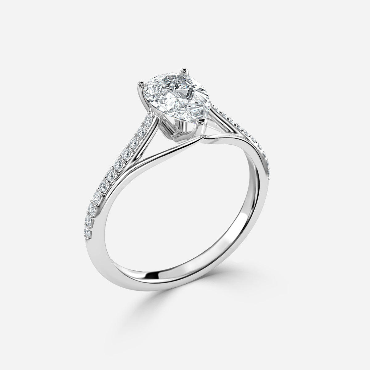 Jessamine Pear Diamond Band Moissanite Engagement Ring