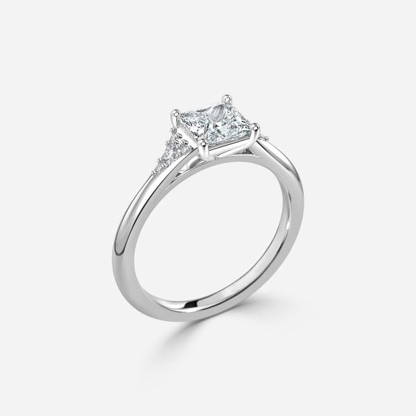 Aurelia Princess Three Stone Moissanite Engagement Ring