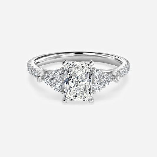 Galatea Radiant Three Stone Moissanite Engagement Ring