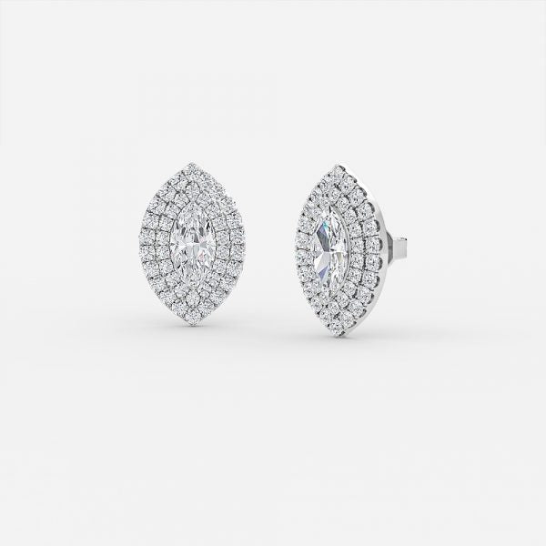 Marquise Moissanite Double Halo Earrings