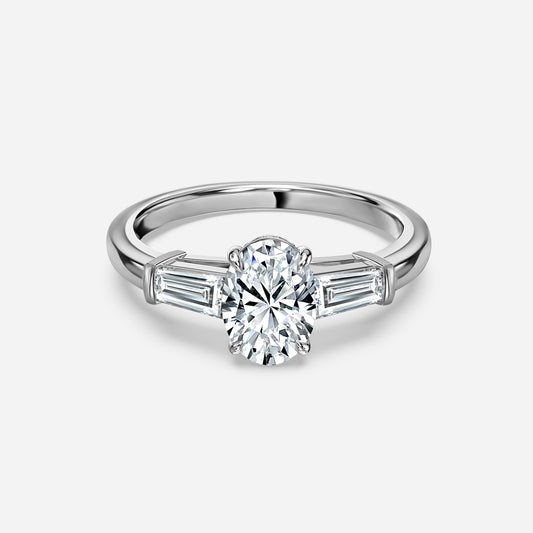 Marcelline Oval Three Stone Moissanite Engagement Ring