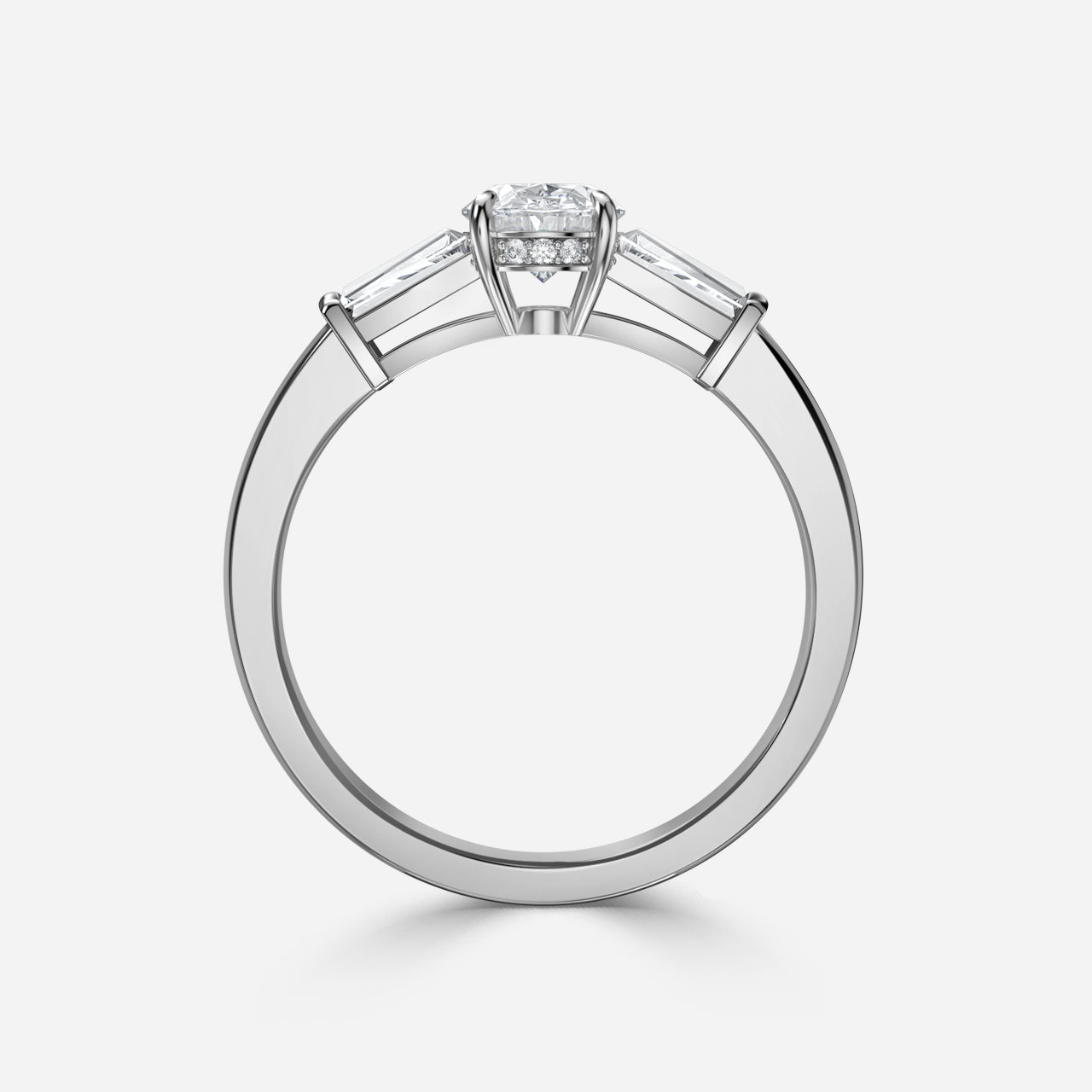 Marcelline Oval Three Stone Moissanite Engagement Ring