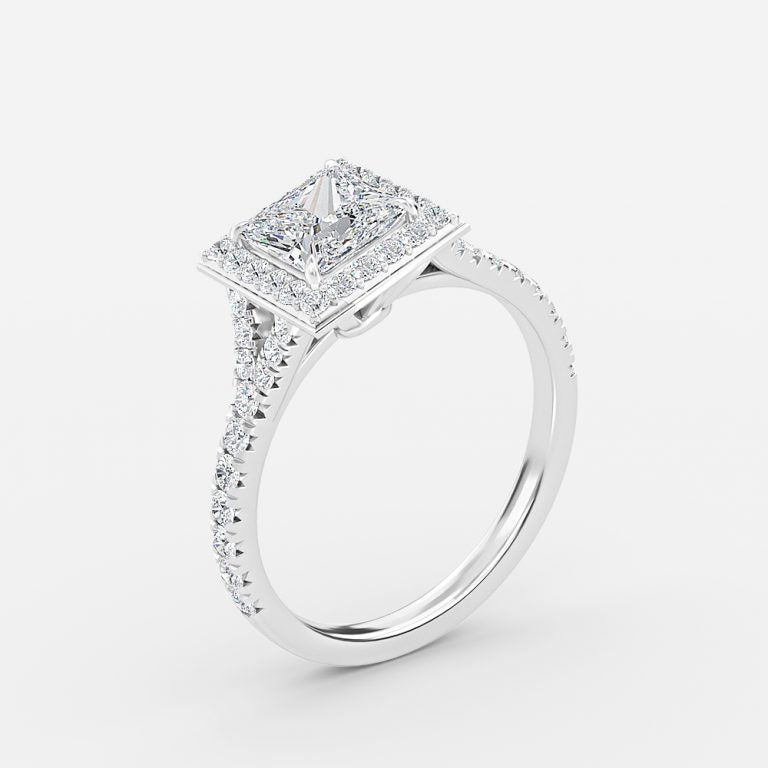 Dove Princess Halo Moissanite Engagement Ring