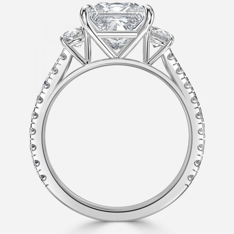 Oriana Princess Three Stone Moissanite Engagement Ring