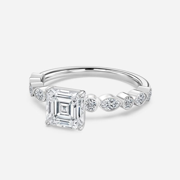 Pailin Asscher Unique Moissanite Engagement Ring