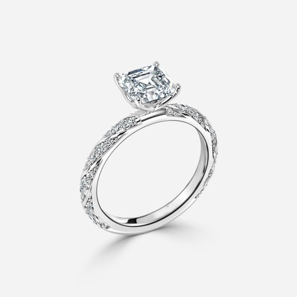 Wan Asscher Unique Moissanite Engagement Ring