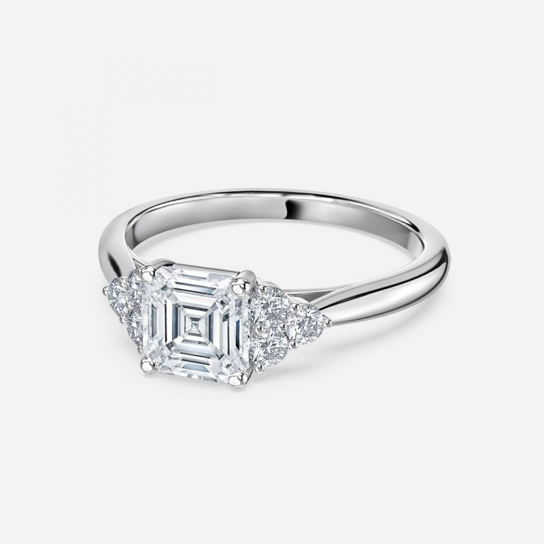 Aviva Asscher Cluster Moissanite Engagement Ring