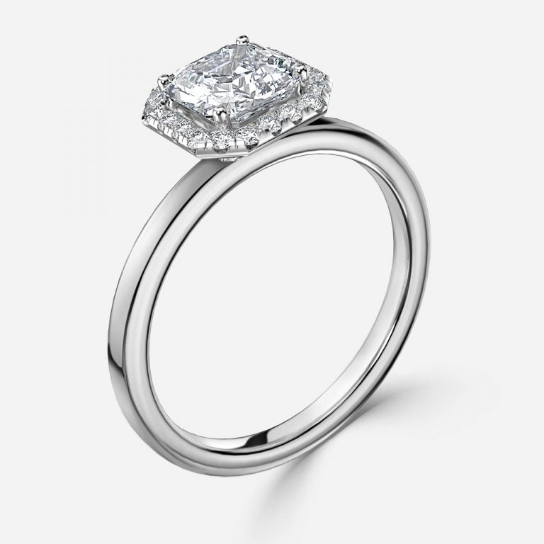 Katya Asscher Halo Moissanite Engagement Ring