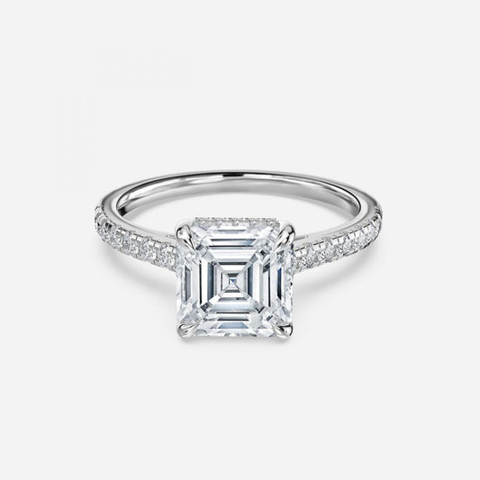 Zanna Asscher Hidden Halo Moissanite Engagement Ring