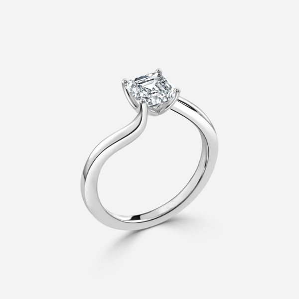 Azura Asscher Solitaire Moissanite Engagement Ring