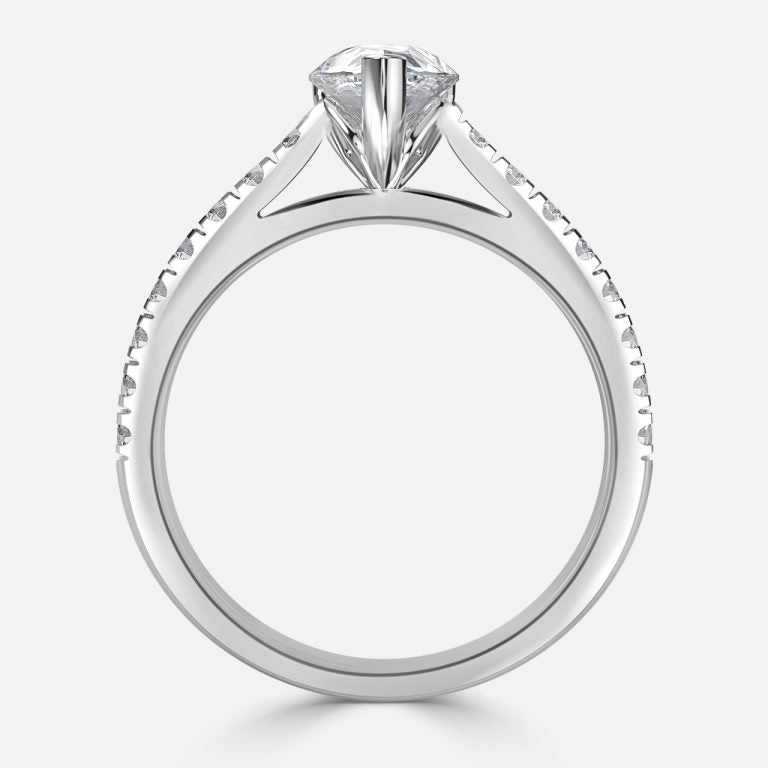 Aveline Pear Diamond Band Moissanite Engagement Ring