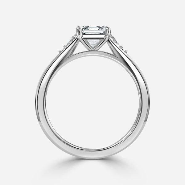 Aurelia Asscher Three Stone Moissanite Engagement Ring