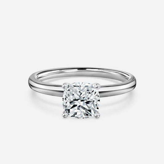 Alouette Cushion Solitaire Moissanite Engagement Ring