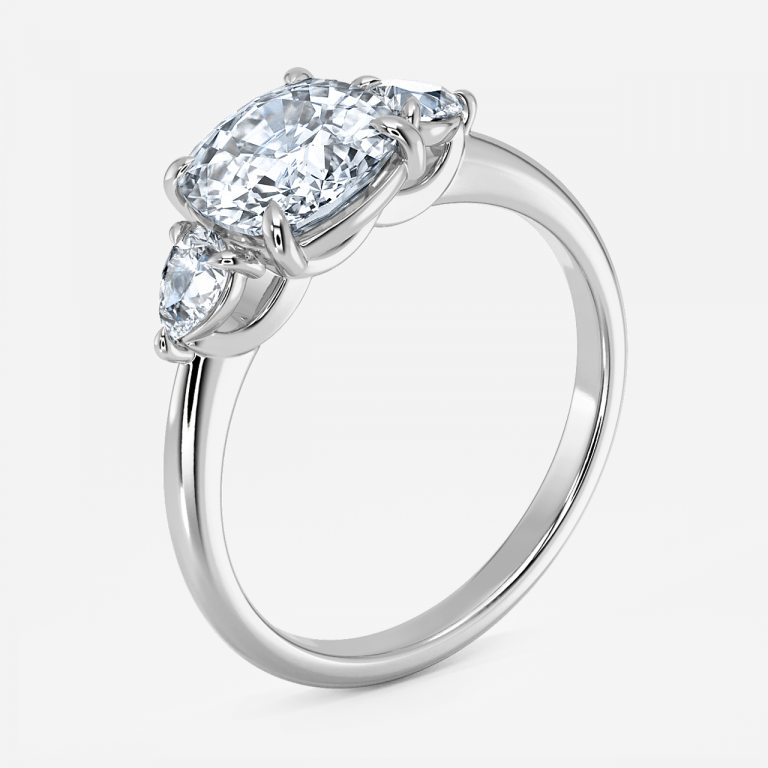 Verity Cushion Three Stone Moissanite Engagement Ring