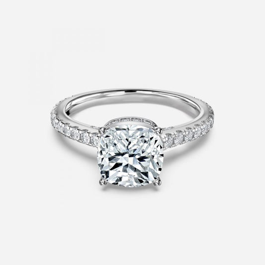 Devi Cushion Hidden Halo Moissanite Engagement Ring