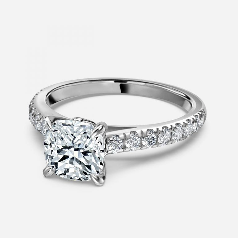 Aveline Cushion Diamond Band Moissanite Engagement Ring