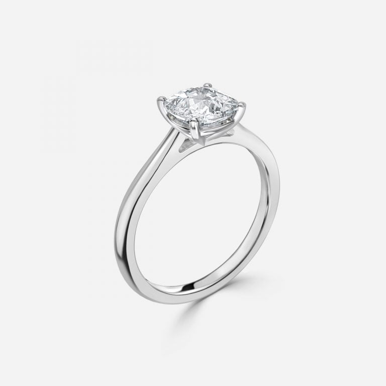 Bernadette Cushion Solitaire Moissanite Engagement Ring