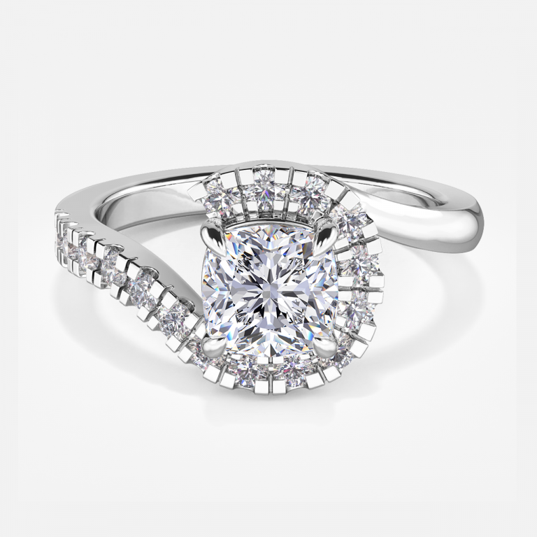 Thalassa Cushion Halo Moissanite Engagement Ring