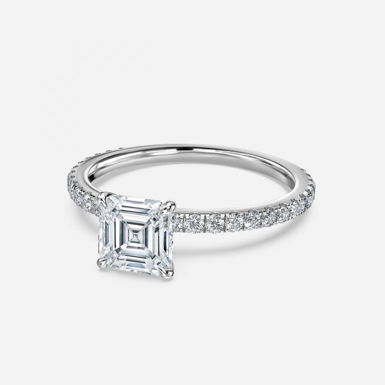 Zeni Asscher Dainty Moissanite Engagement Ring